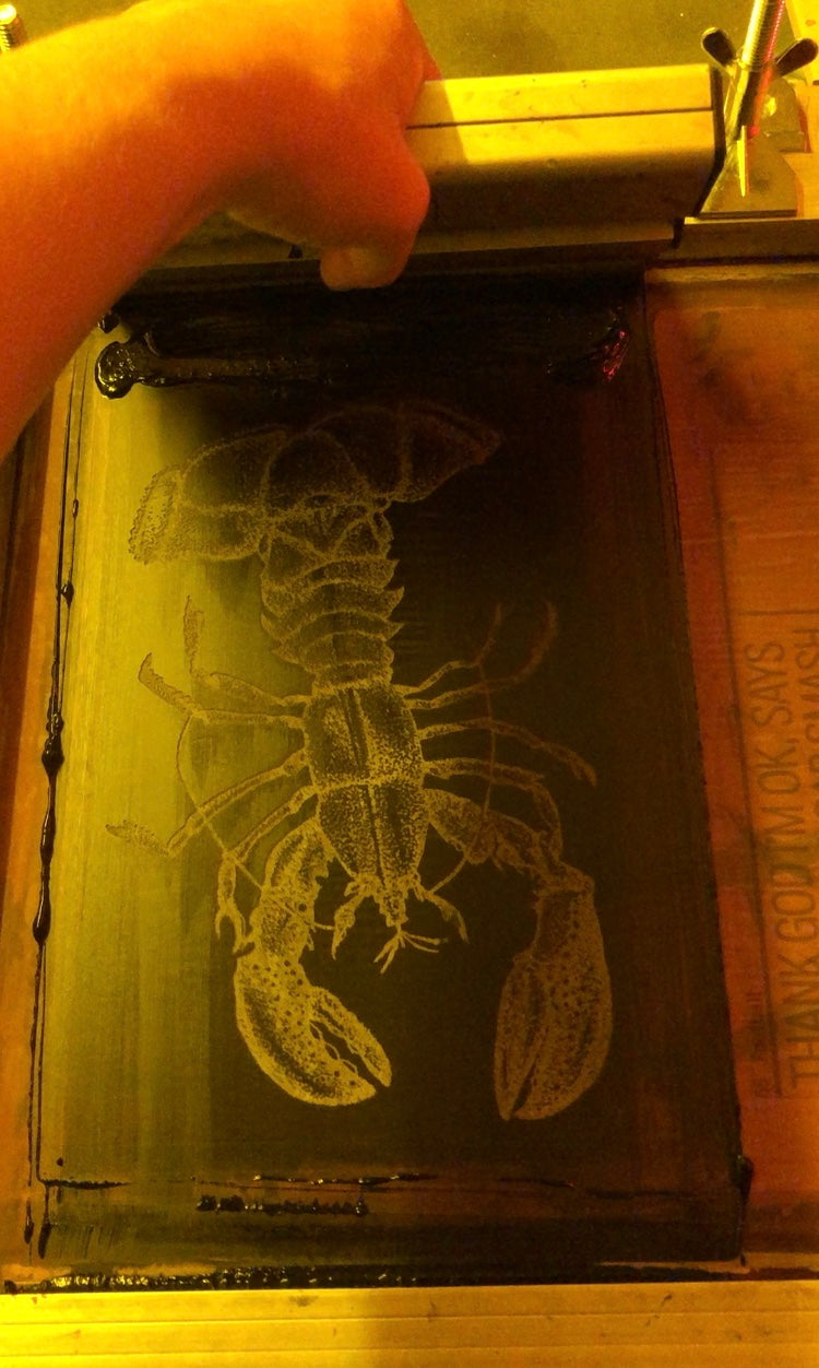 Handprinted lobster illustration