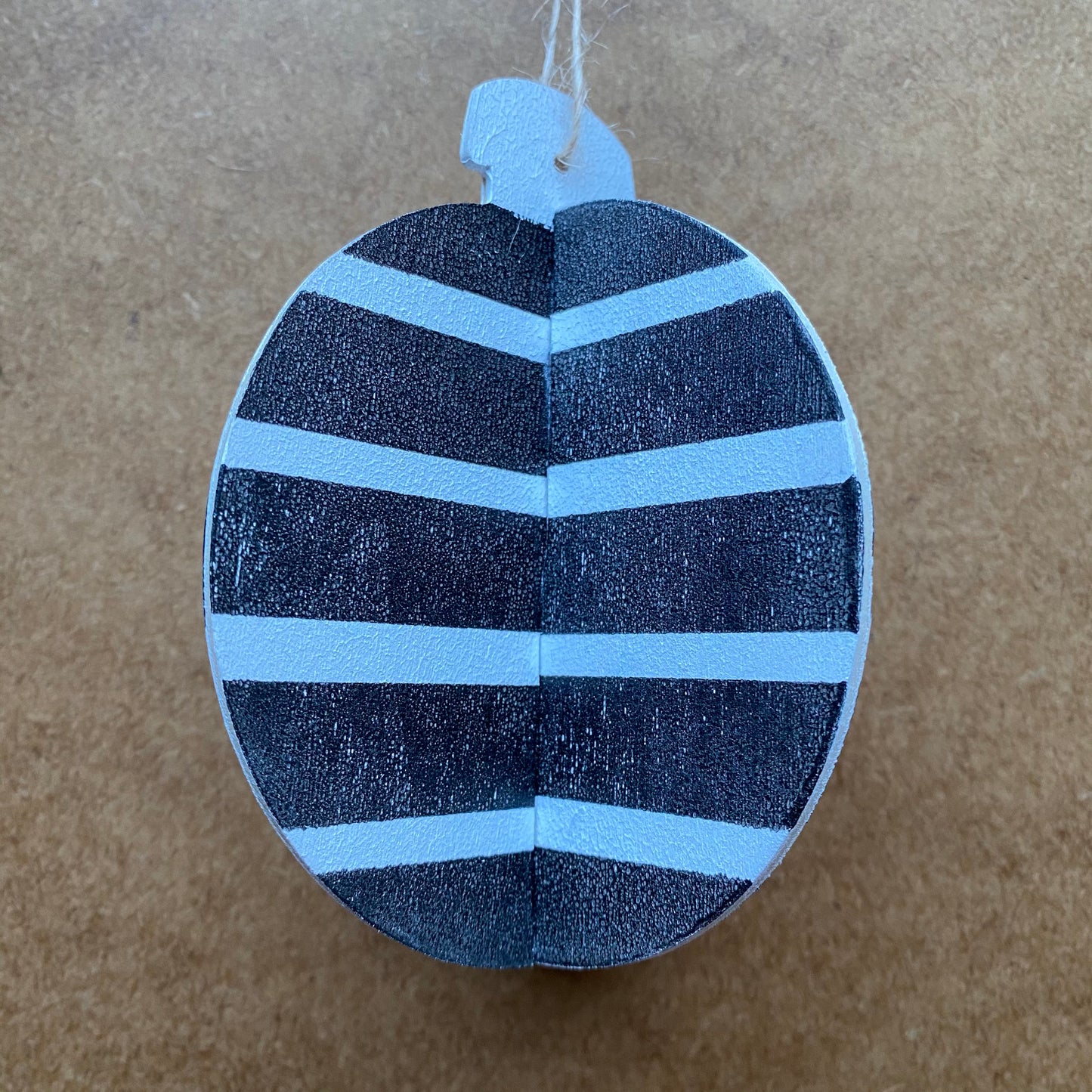 Monochrome Bold Stripe 3D Wooden Bauble by Gem Blastock
