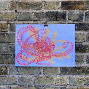 Open image in slideshow, Octopus Print - Orange Octopus 2 Colour Print
