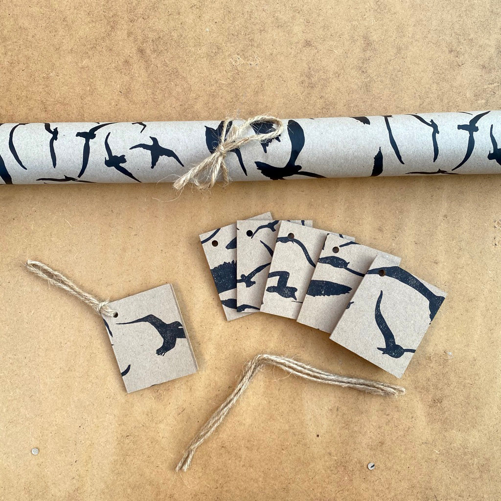 Seagull Eco Wrapping Paper & Tags by Gem Blastock
