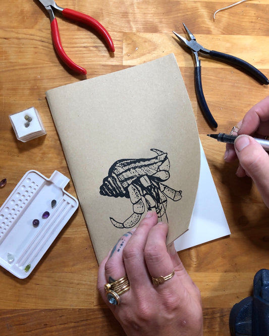 Hermit Crab A5 Handprinted Journal / Sketchbook