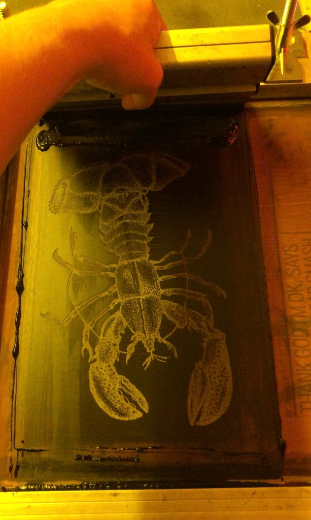 Handprinted lobster illustration 