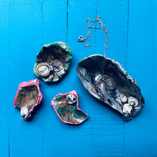 Decoupage Oyster Trinket Dishes