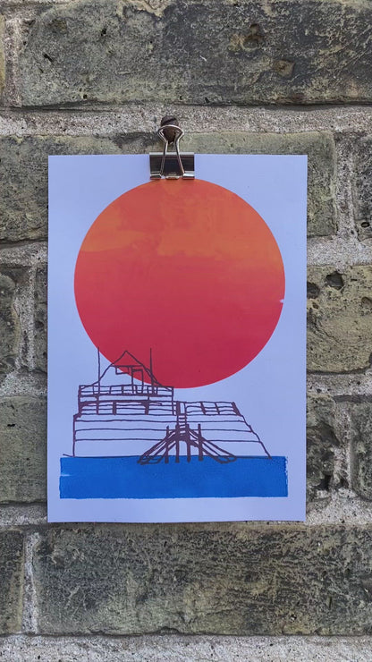 Broadstairs Sunrise 4 colour, A5 sustainable print, colour blend mono-print