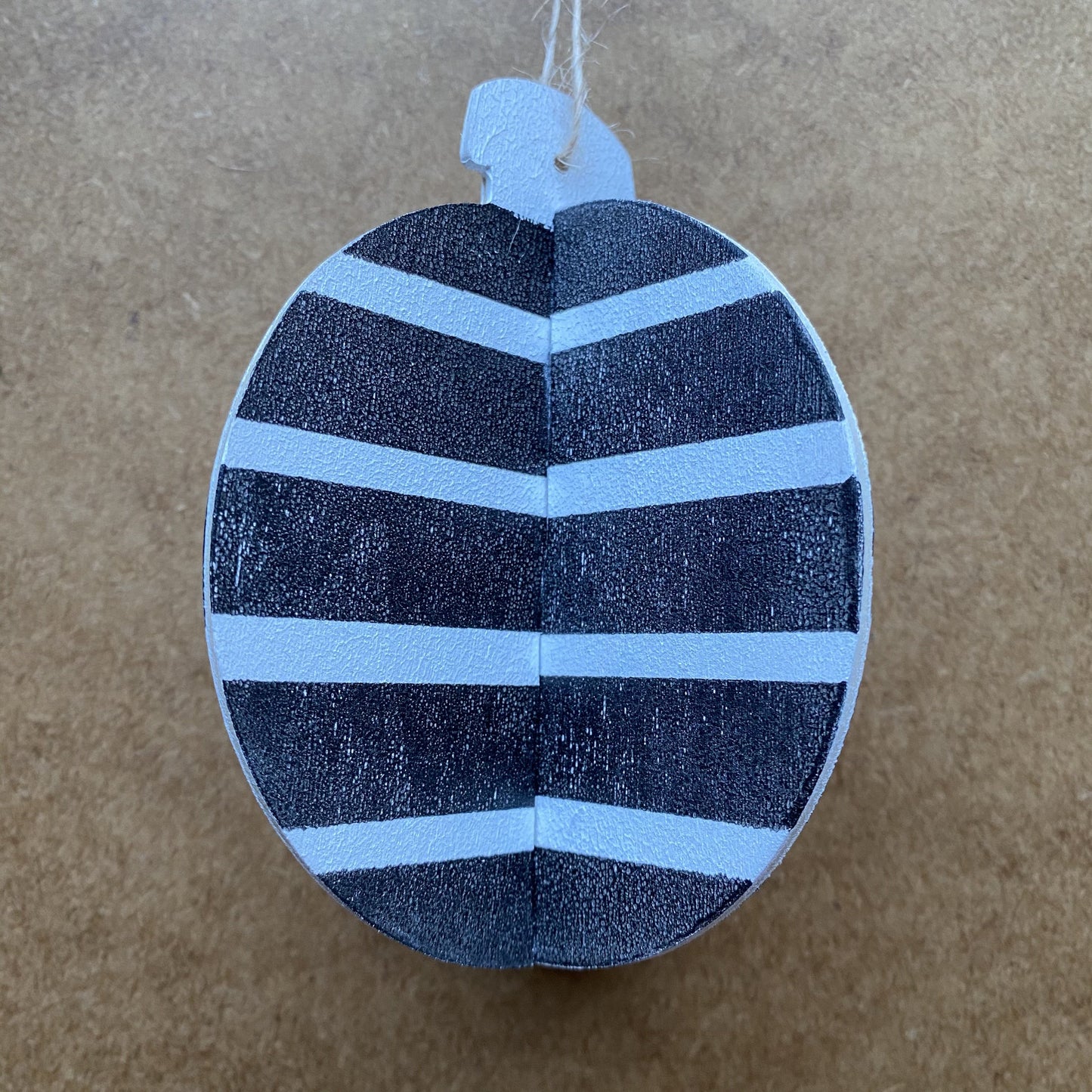 Handprinted Monochrome Bold Stripe 3D Bauble by Gem Blastock