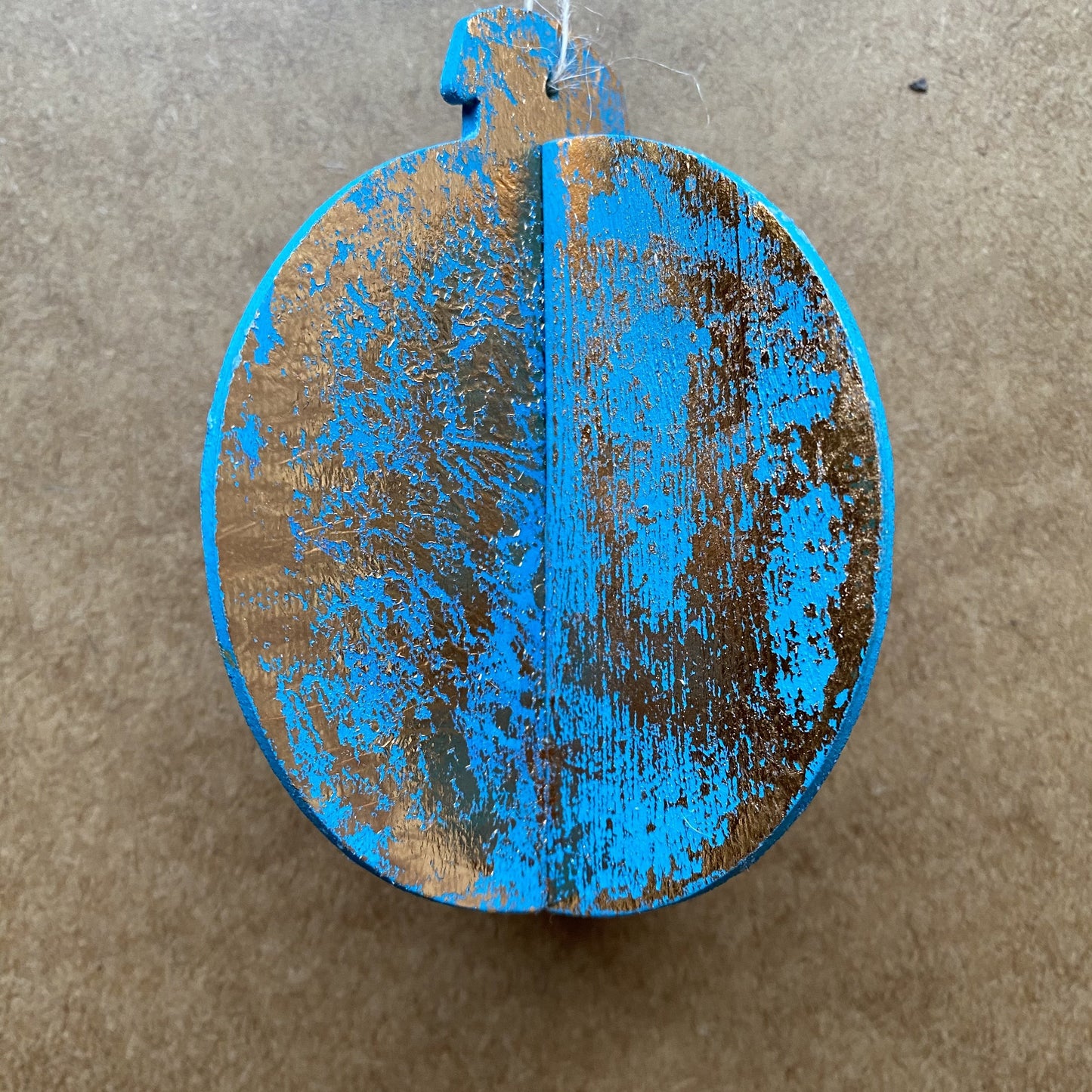 Handprinted Gold Sparkle Blue & Gold 3D Bauble by Gem Blastock