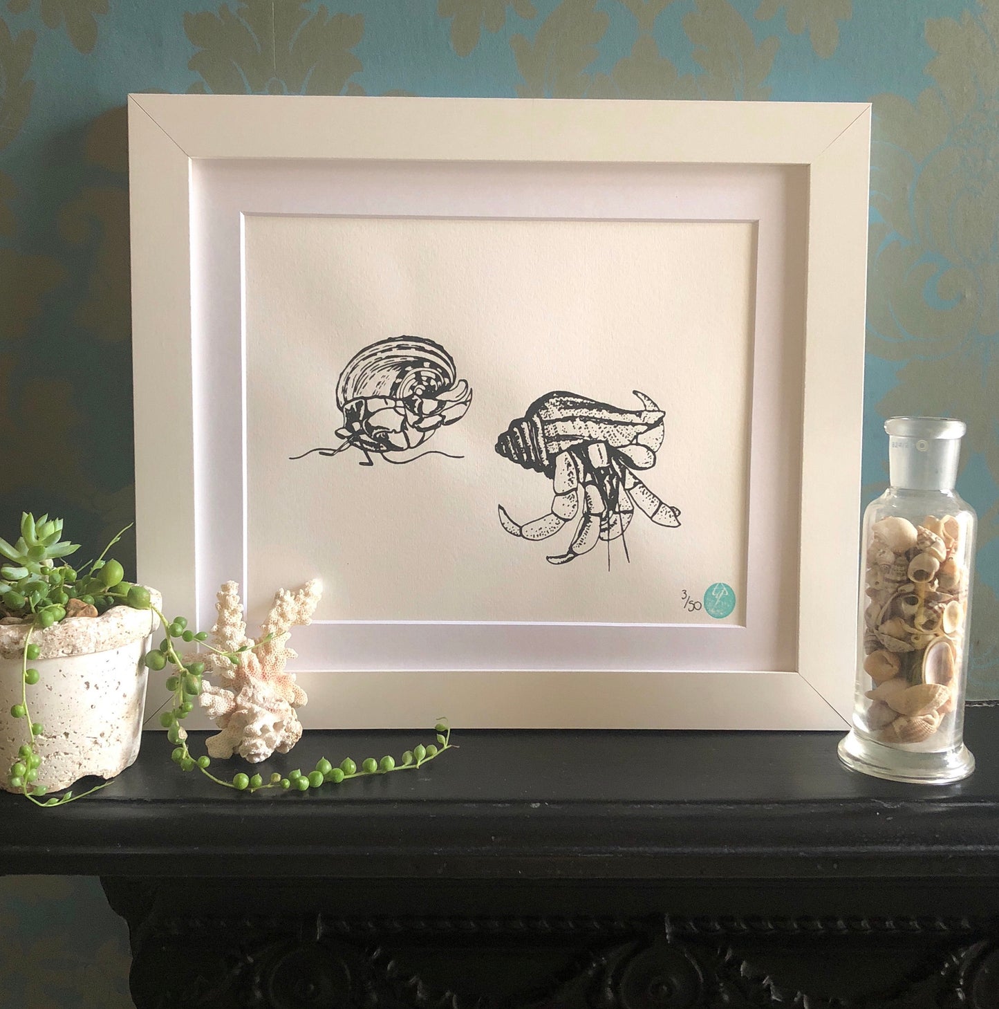 Mounted Hermit Crab Pair Print