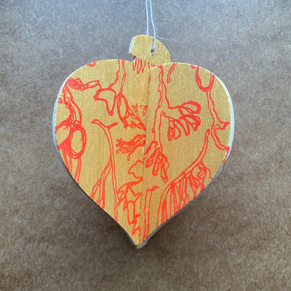 Seaweed (Red & Gold) 3D Wooden Bauble by Gem Blastock