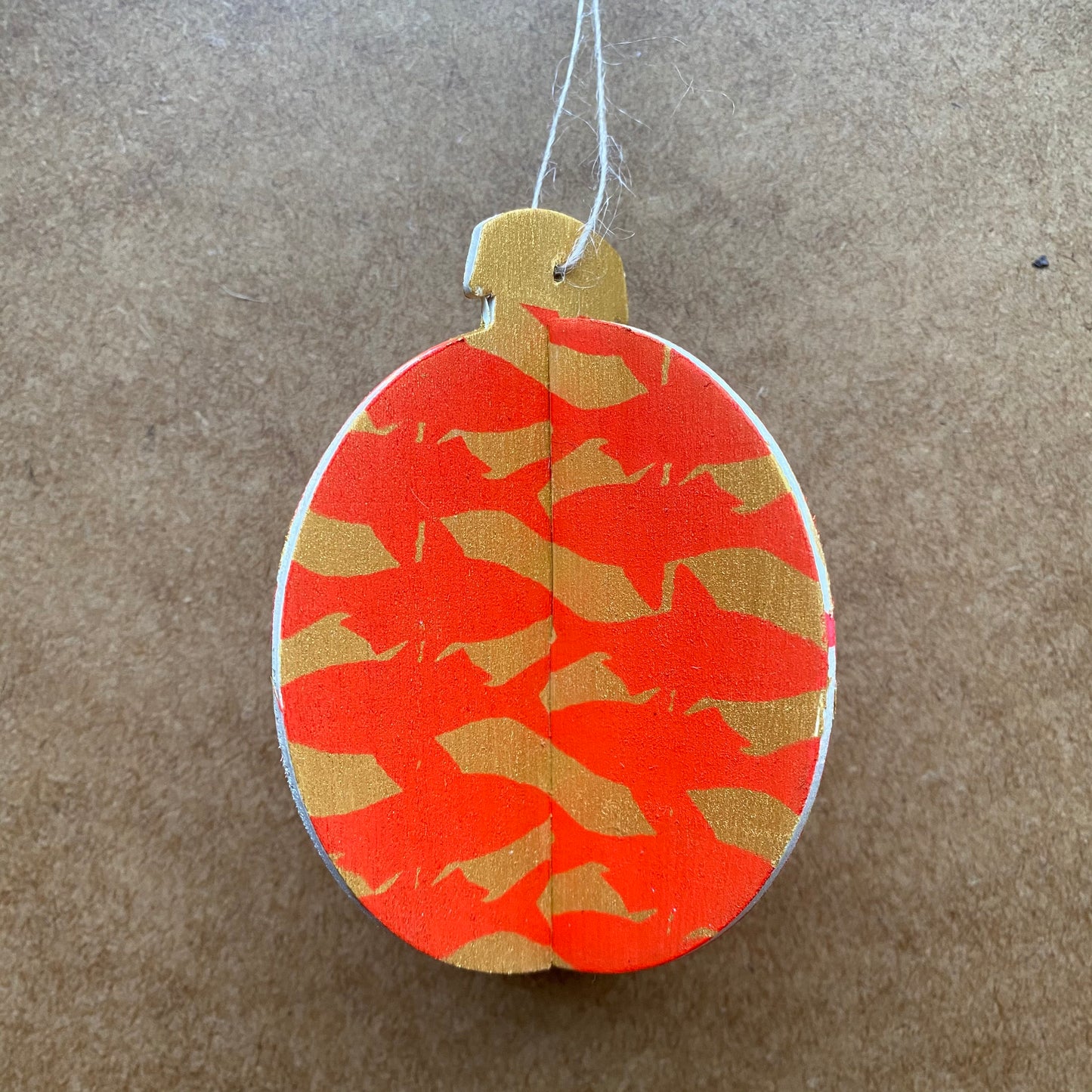 Fish Pattern (Red & Gold) 3D Wooden Bauble by Gem Blastock