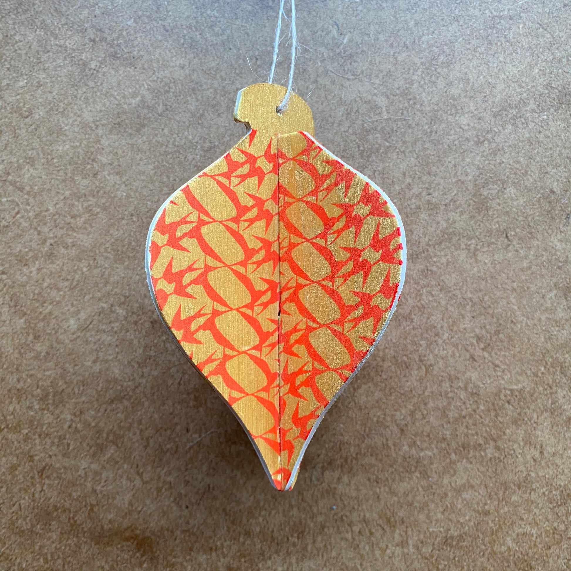 Seagull (Red & Gold) 3D Wooden Bauble by Gem Blastock