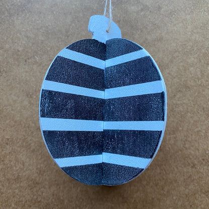 Monochrome Bold Stripe 3D Wooden Bauble by Gem Blastock