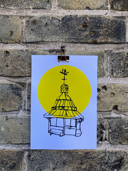 Broadstairs Clock Tower, A5 sustainable 2 colour print