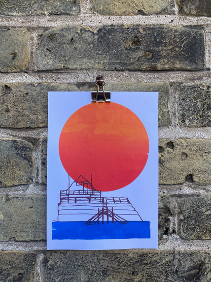 Broadstairs Sunrise 4 colour, A5 sustainable print, colour blend mono-print