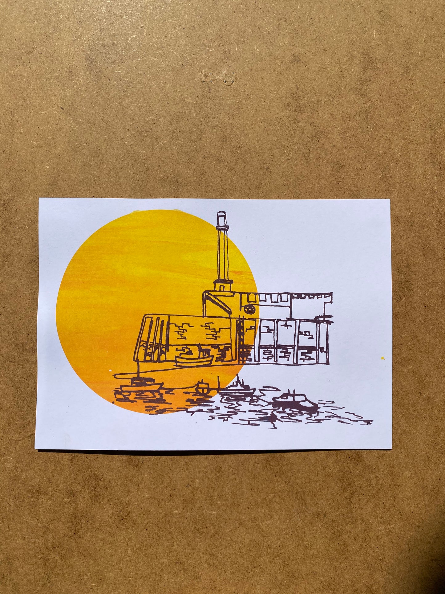 Margate Sunset 4 colour, A5 sustainable print. Colour Blend Mono-print