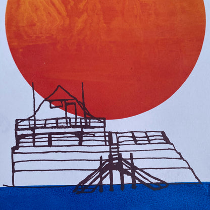 Broadstairs Sunrise 4 colour, A5 sustainable print, colour blend mono-print