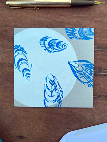 Moon & Shell Card / Handprinted 100% Sustainable Card