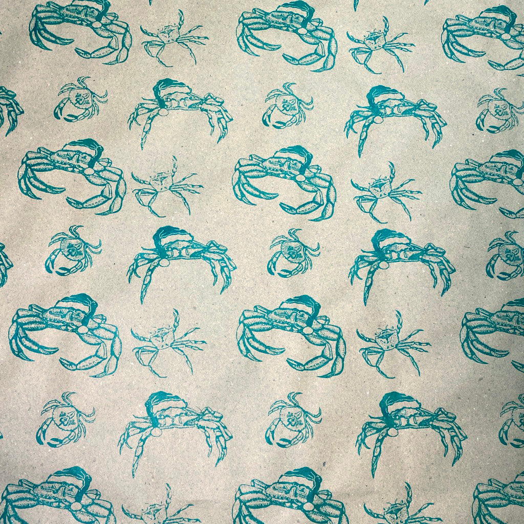 Santa Claws. Hand Printed Christmas Wrapping Paper, on 100% recycled paper