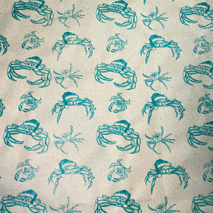 Santa Claws. Hand Printed Christmas Wrapping Paper, on 100% recycled paper