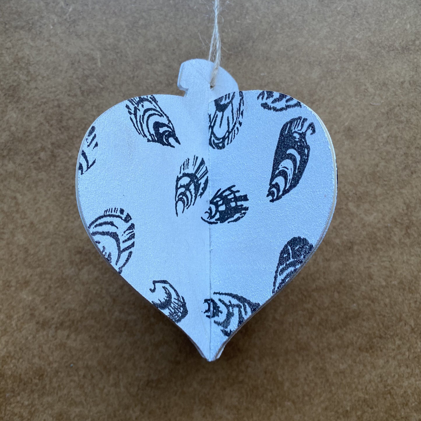 Handprinted Seashell Monochrome 3D Bauble by Gem Blastock