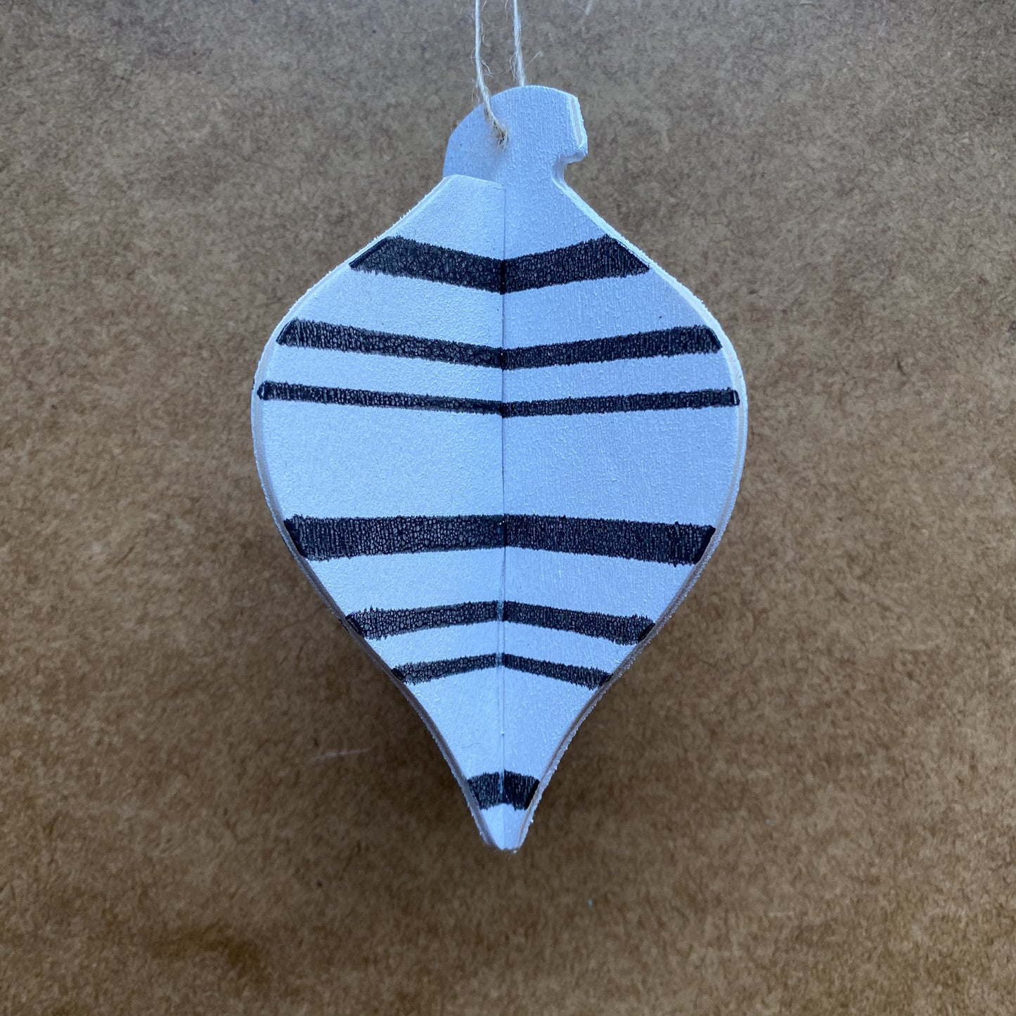 Handprinted Monochrome Stripe 3D Bauble by Gem Blastock