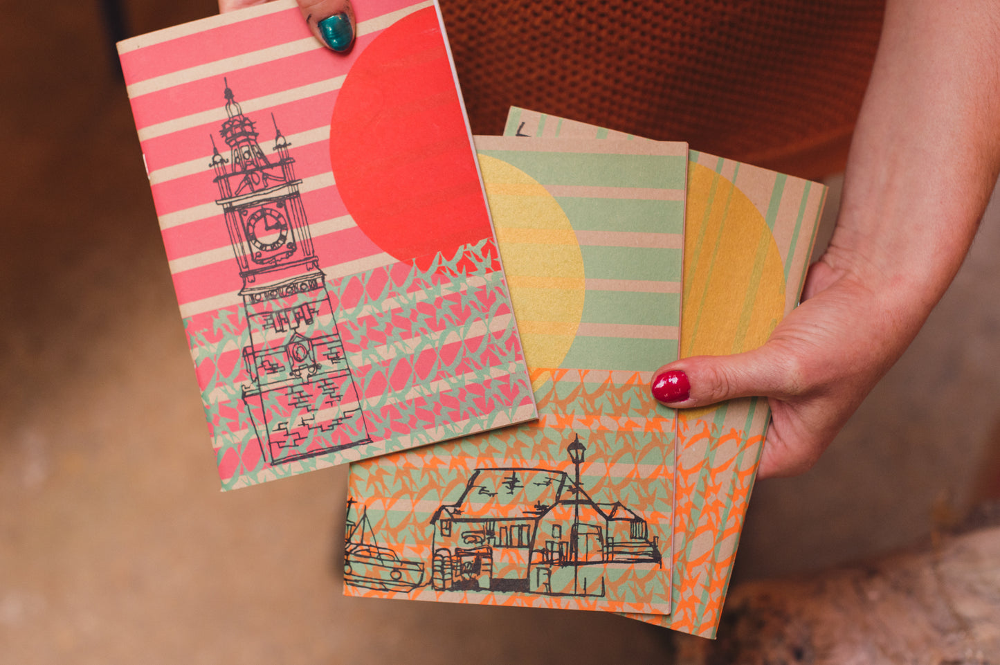 British Seaside Handprinted A5 journal / sketchbook