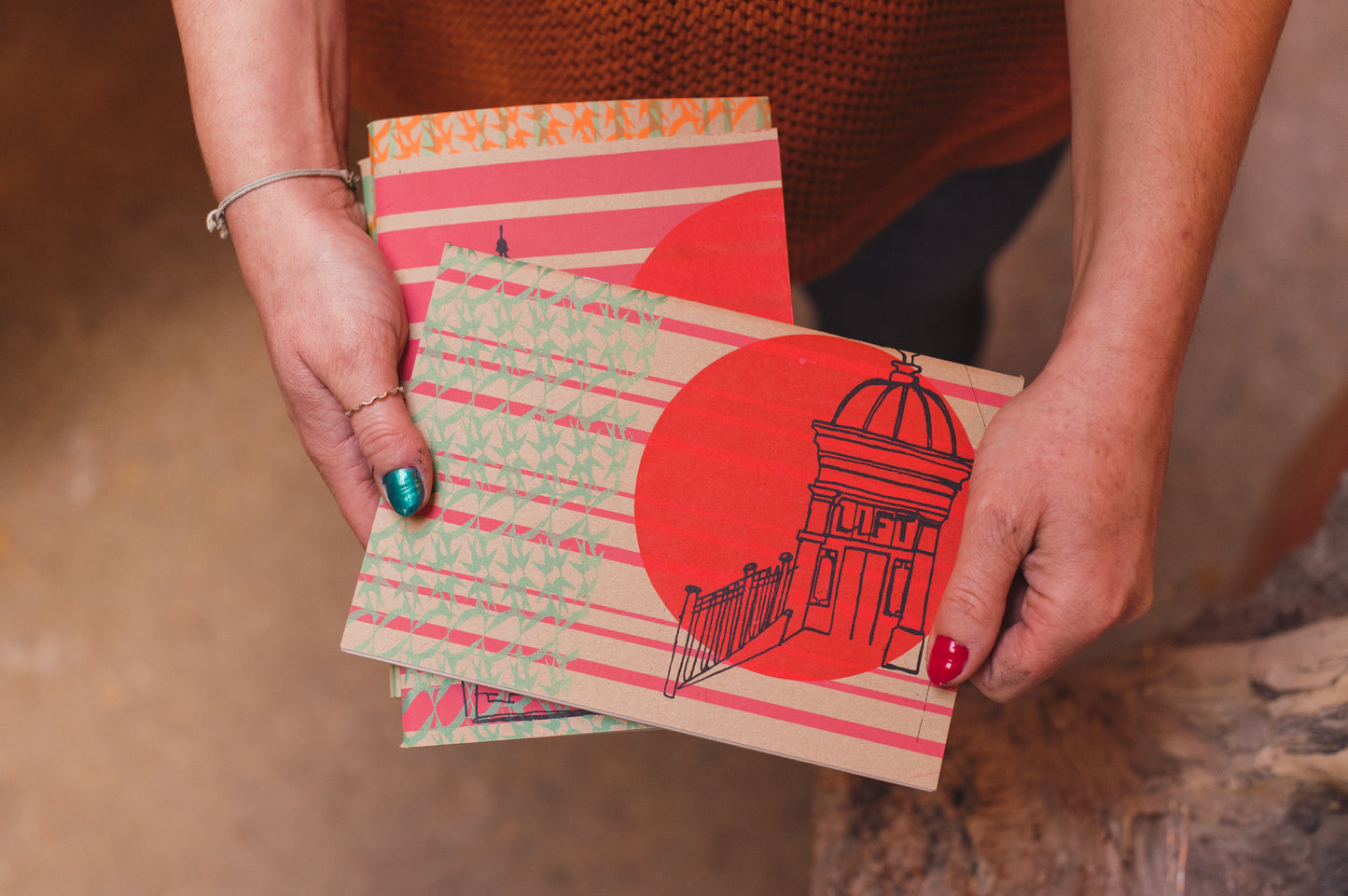 British Seaside Handprinted A5 journal / sketchbook